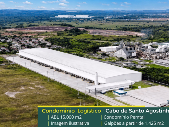Aluguel de galpão logístico em Recife PE. Condomínio Pemtal. Módulos a partir de 1400 m2, com docas, altura de 12 metros e piso industrial