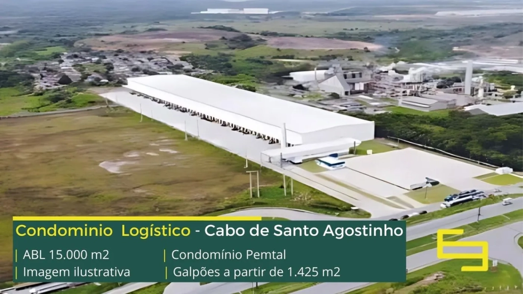 Aluguel de galpão logístico em Recife PE. Condomínio Pemtal. Módulos a partir de 1400 m2, com docas, altura de 12 metros e piso industrial