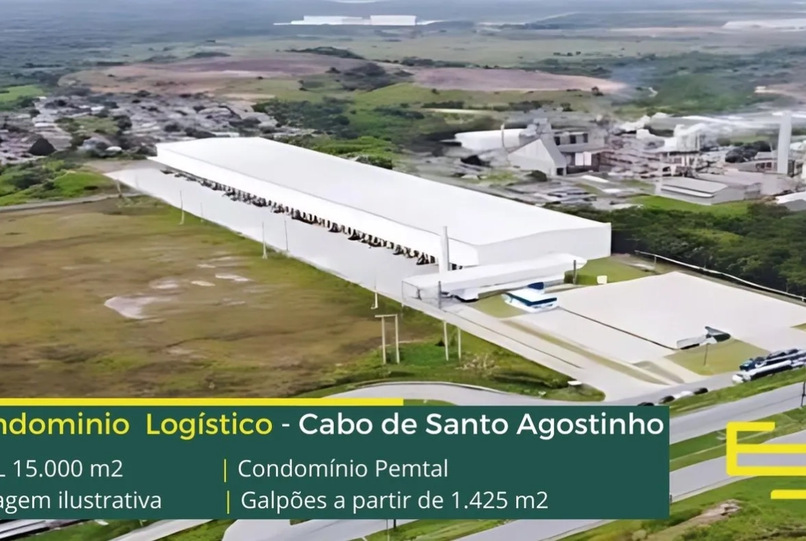 Aluguel de galpão logístico em Recife PE. Condomínio Pemtal. Módulos a partir de 1400 m2, com docas, altura de 12 metros e piso industrial
