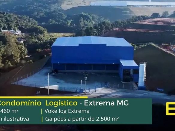 Galpão logístico para alugar em Extrema MG - Voke Log Extrema. Galpões a partir de 2500 m2 com docas, altura de 12 metros e piso industrial