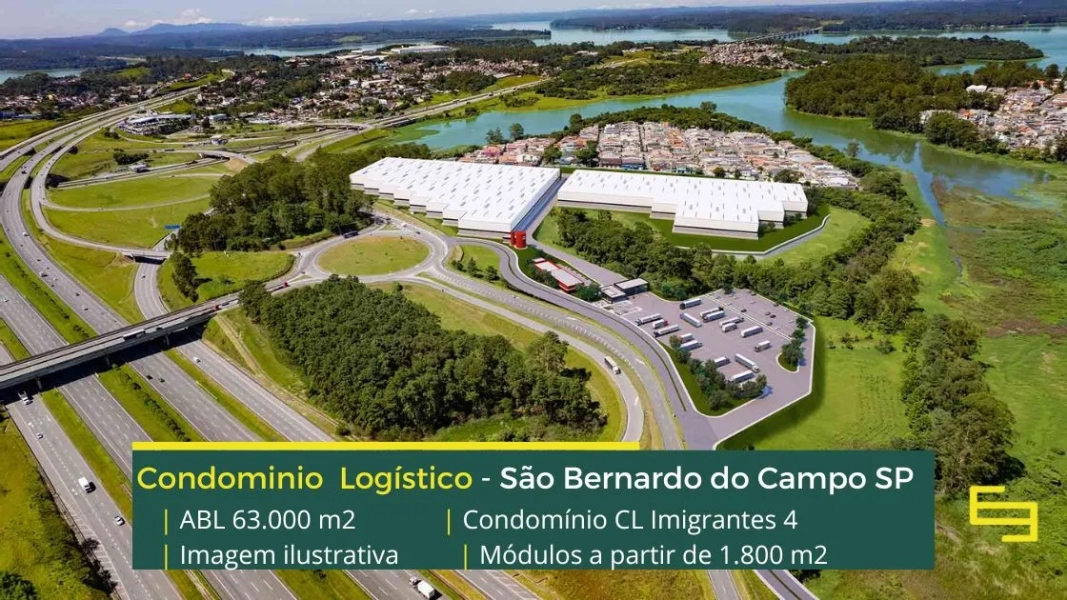 Galpão para alugar em São Bernardo do Campo SP - Condomínio logístico CL Imigrantes 4, módulos com altura de 12 metros e docas com niveladoras