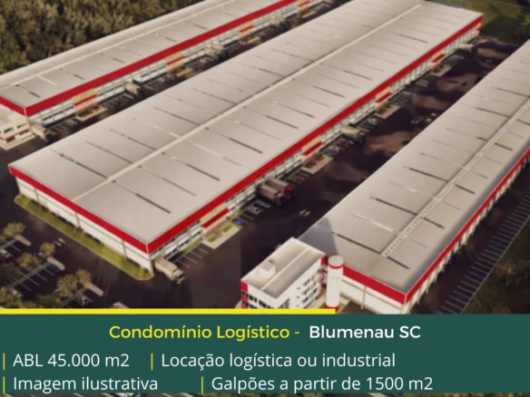 Aluguel de galpões em Blumenau SC - Condomínio Logístico, com portaria e segurança, controle de acesso, galpões com docas e pátio