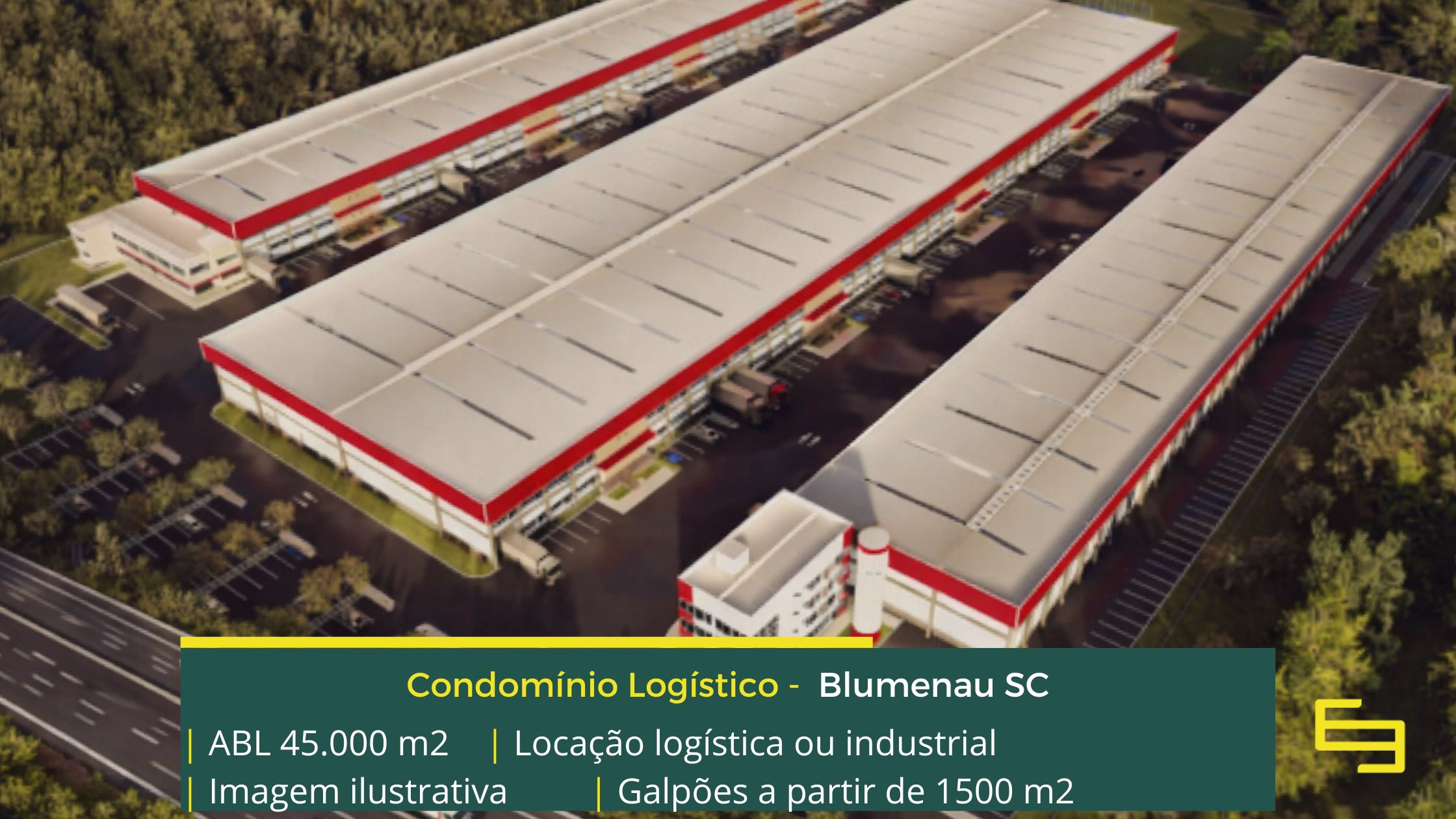 Aluguel de galpões em Blumenau SC - Condomínio Logístico, com portaria e segurança, controle de acesso, galpões com docas e pátio