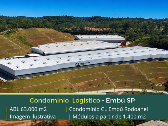 Galpão logístico para alugar em Embu SP - CL Embu Rodoanel . Aluguel de galpões com docas com niveladoras, portaria e segurança 24 horas