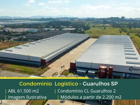 Galpão logístico para alugar em Guarulhos SP - CL Guarulhos 2. Condomínio logístico com portaria 24 horas, galpões com docas, pátio amplo