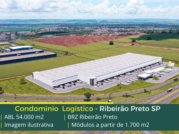 Aluguel de galpões em Ribeirão Preto SP - BRZ Ribeirão Preto. Condomínio logístico com portaria e segurança, galpões com altura de 12 metros