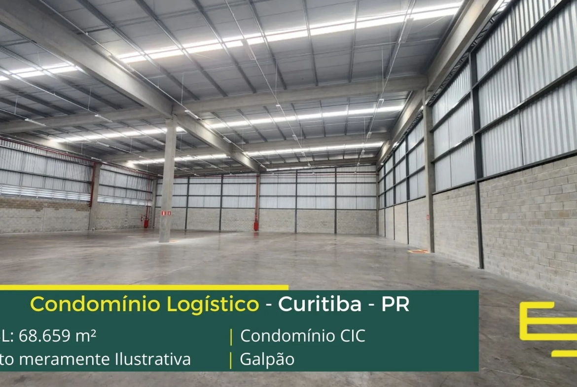 Aluguel de galpões em Curitiba - Condomínio logístico CIC. Locação de galpão em Curitiba com portaria e segurança, docas, piso industrial