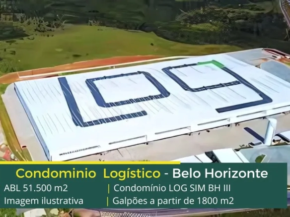 Galpão para alugar em Belo Horizonte MG - LOG Sim Belo Horizonte III, condomínio logístico, portaria e segurança, docas, altura 12 metros