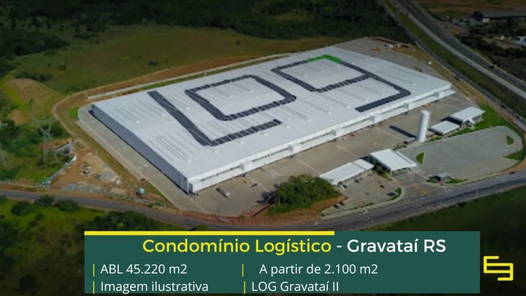 Galpão para alugar em Gravataí RS - LOG Gravataí II. Condomínio com segurança armada 24 horas, galpões com doca, pátio de manobras, sprinklers