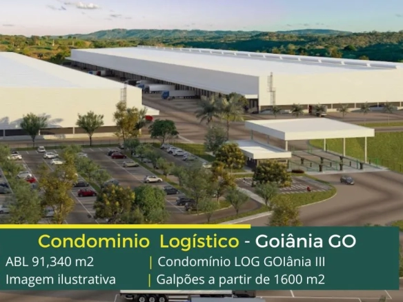 Aluguel de galpões em Goiânia GO - LOG Goiânia III. Condomínio logístico com portaria e segurança 24 horas, docas, altura de 12 metros