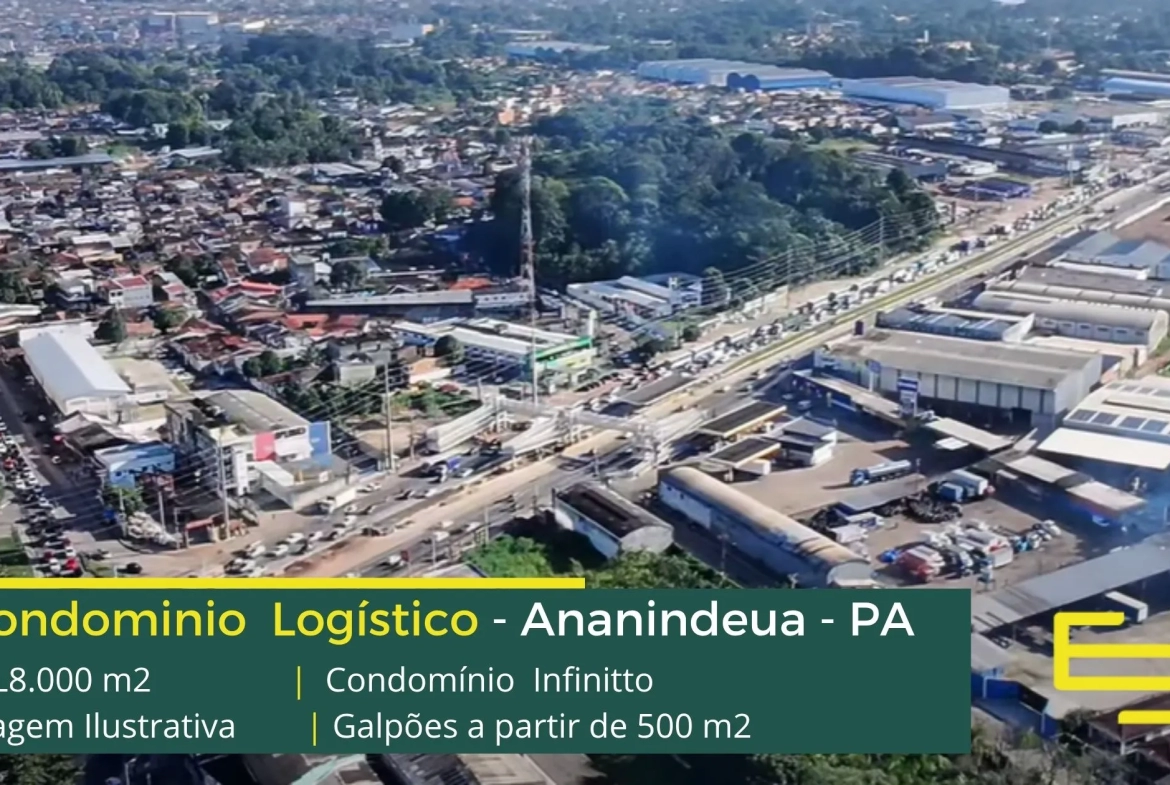 Galpão para alugar em Ananindeua PA- Condomínio Infinitto. Aluguel de galpões em condomínio com portaria 24 horas, docas e amplo pátio