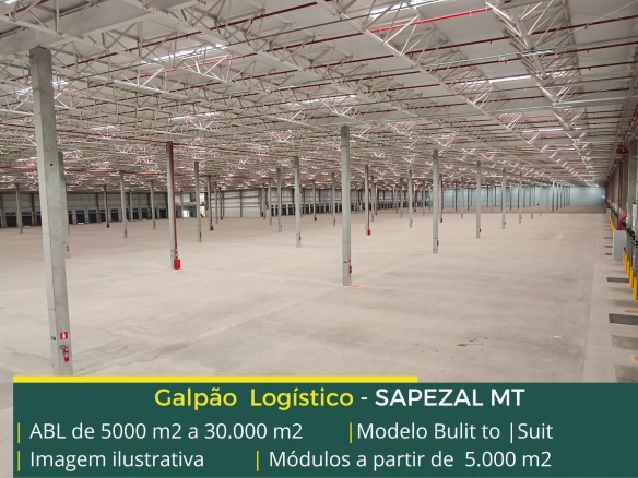 Galpão para alugar em Sapezal MT através de built to suit, com docas, pátio, possibilidade de câmaras frias e instalação de porta paletes