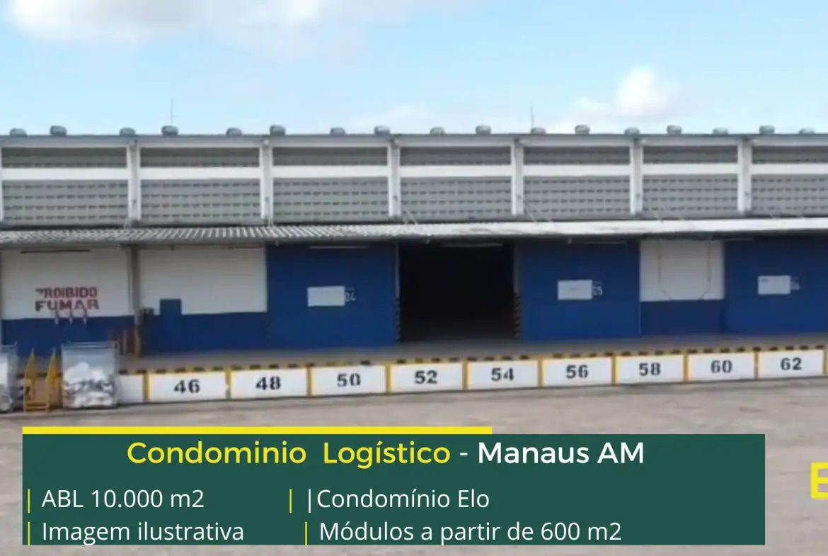 Galpões para alugar em Manaus AM - Condomínio Elo. Aluguel de galpão em Manaus com docas, piso industrial, portaria e segurança 24 horas.