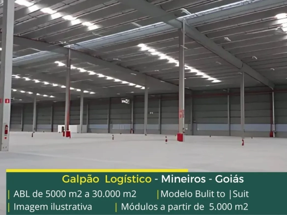 Galpão para alugar em Mineiros GO - Built to |Suit. Galpão com Câmara Fria, pátio asfaltado, balança rodoviário, docas para carga e descarga