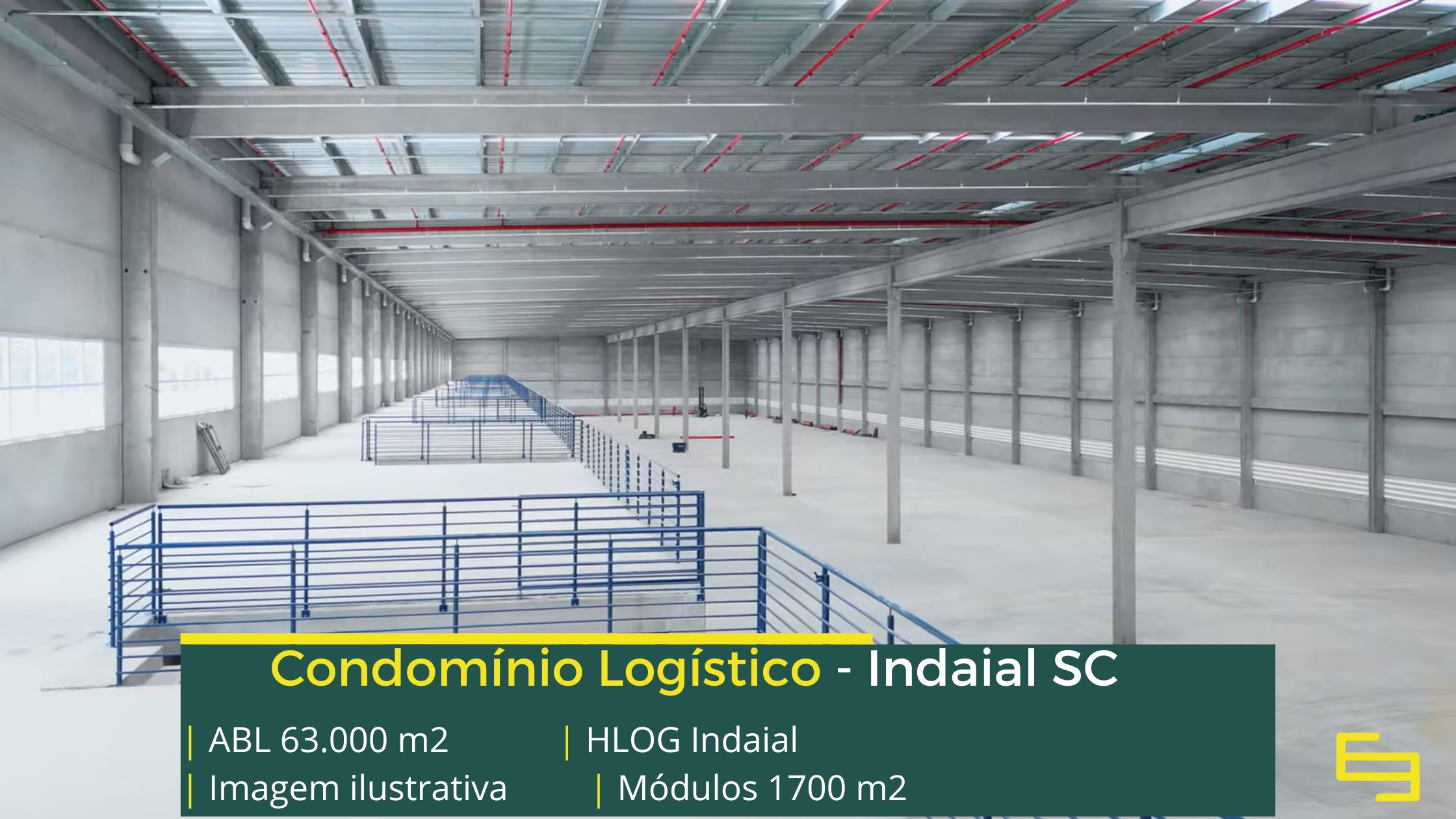 Galpão para alugar Indaial SC - Condomínio logístico Hlog Indaial com portaria e segurança 24 horas, controle de acesso, docas e altura 12 m