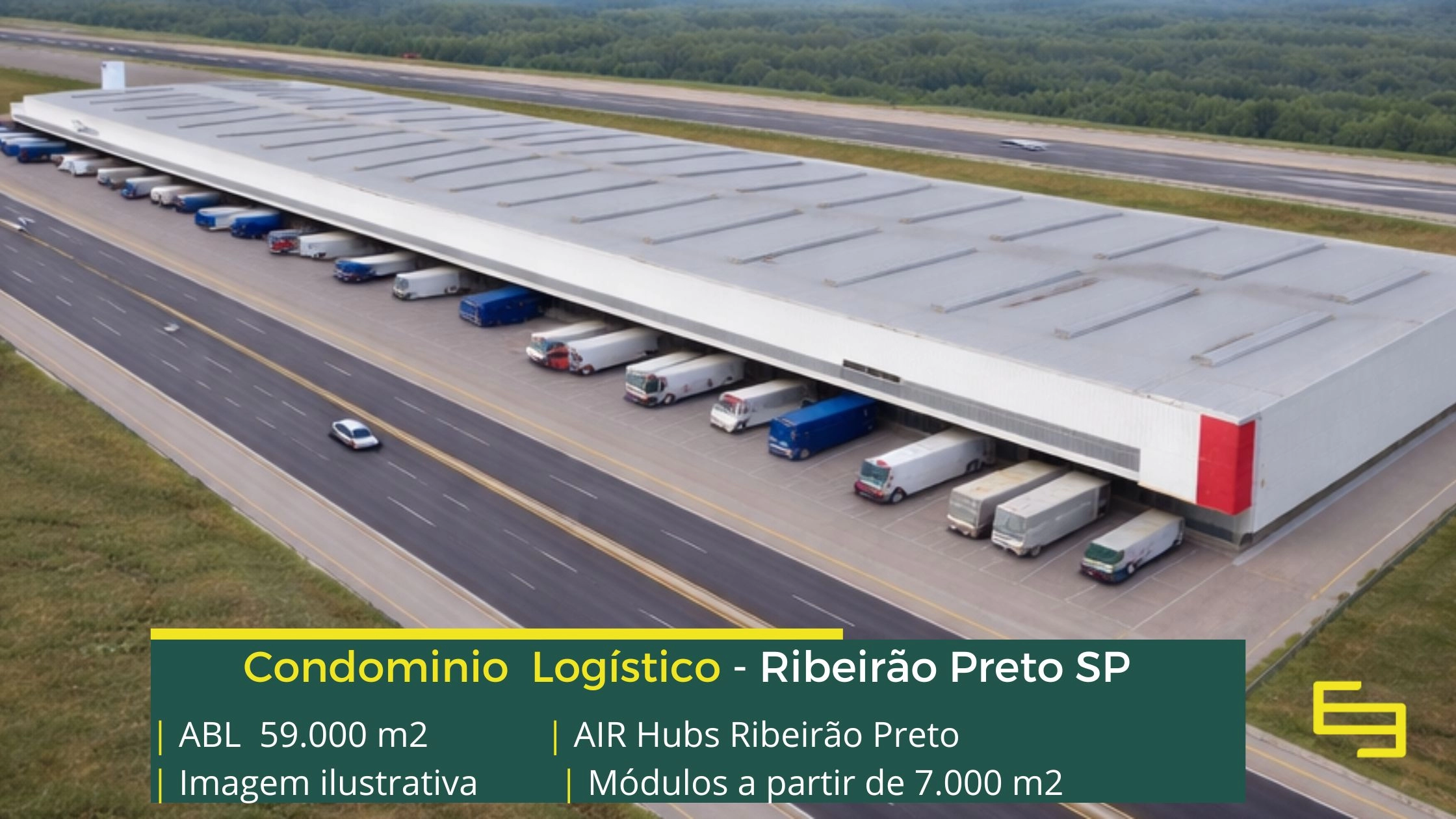 Galpões para aluguel em Ribeirão Preto – Air Hubs Ribeirão Preto. Condomínio logístico com portaria e segurança armada, docas, amplo pátio
