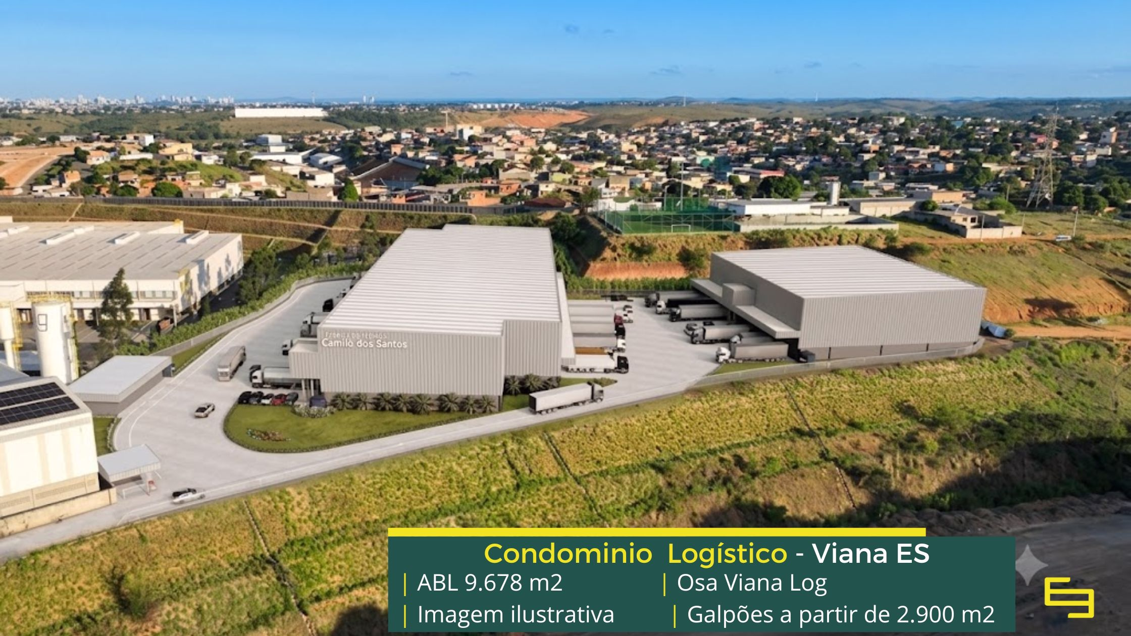 Galpão para logística em Viana (3) Galpão para logística em Viana - Condomínio Osa Log. Galpões/Armazéns/Condomínios logísticos e industriais para alugar, com docas e pátio
