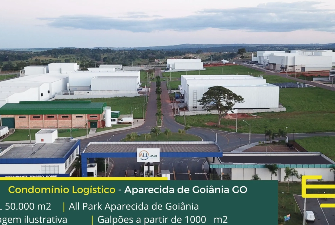 Aluguel de galpões em Aparecida de Goiânia GO - All Park. Galpão para alugar em Aparecida de Goiânia em condomínio com segurança e docas