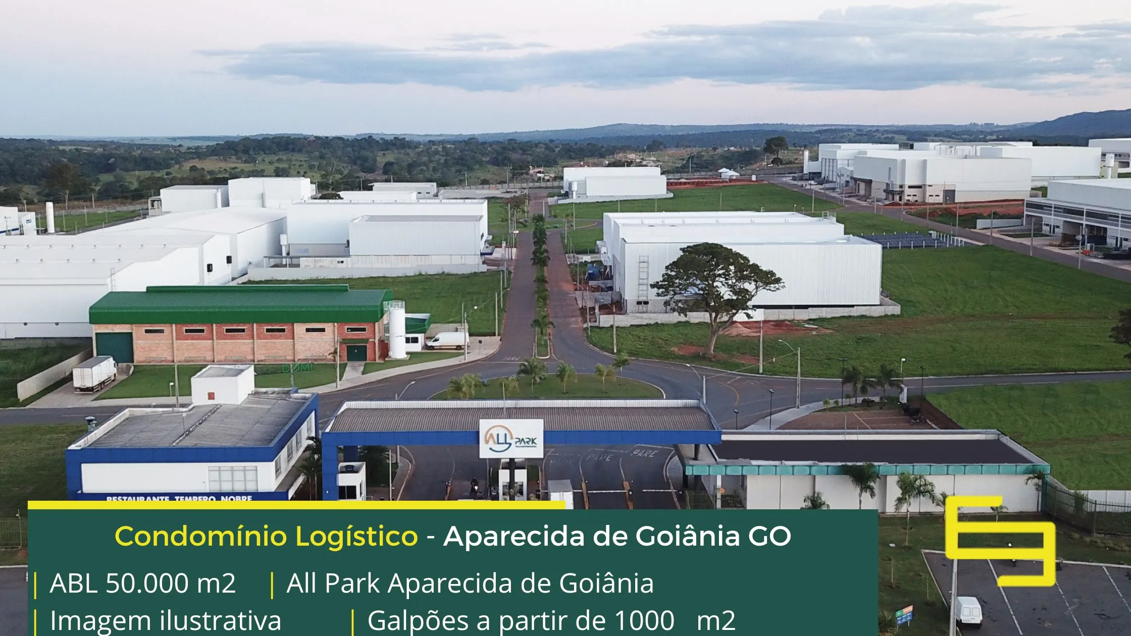 Aluguel de galpões em Aparecida de Goiânia GO - All Park. Galpão para alugar em Aparecida de Goiânia em condomínio com segurança e docas