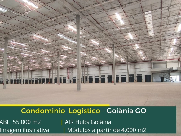 Galpões para alugar em Goiânia GO em condomínio logístico. O Air Hubs Goiânia conta com portaria 24 horas, docas, amplo pátio de manobras
