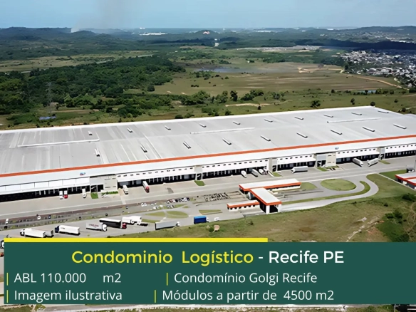 Galpão logístico para alugar em Recife - Golgi Recife. Aluguel de galpões em Recife PE com portaria e segurança, docas e piso industrial