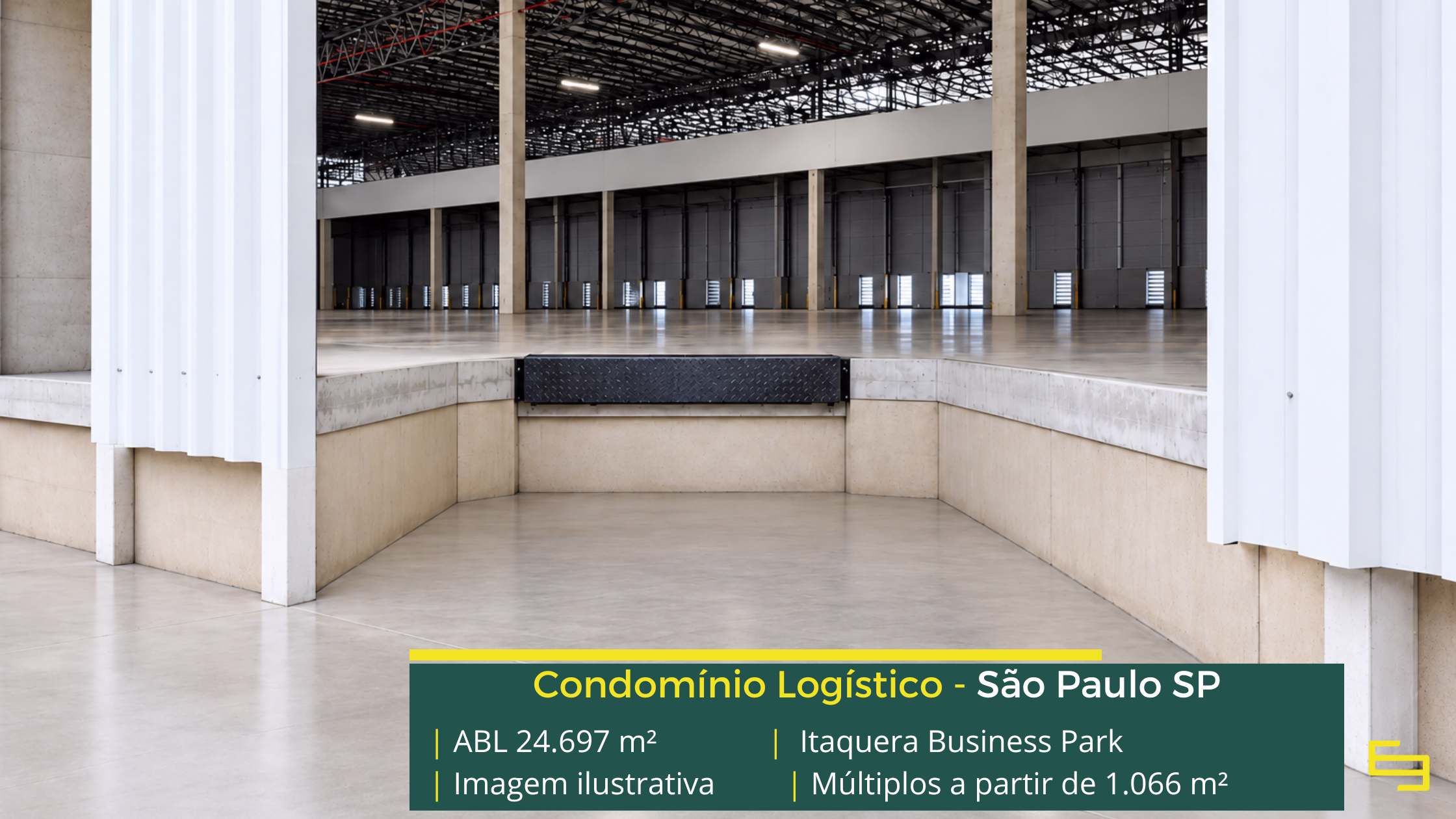Itaquera Business Park: galpão em Itaquera com módulos a partir de 1.066 m², pé-direito de 12 m, piso para 6 t/m² e docas.
