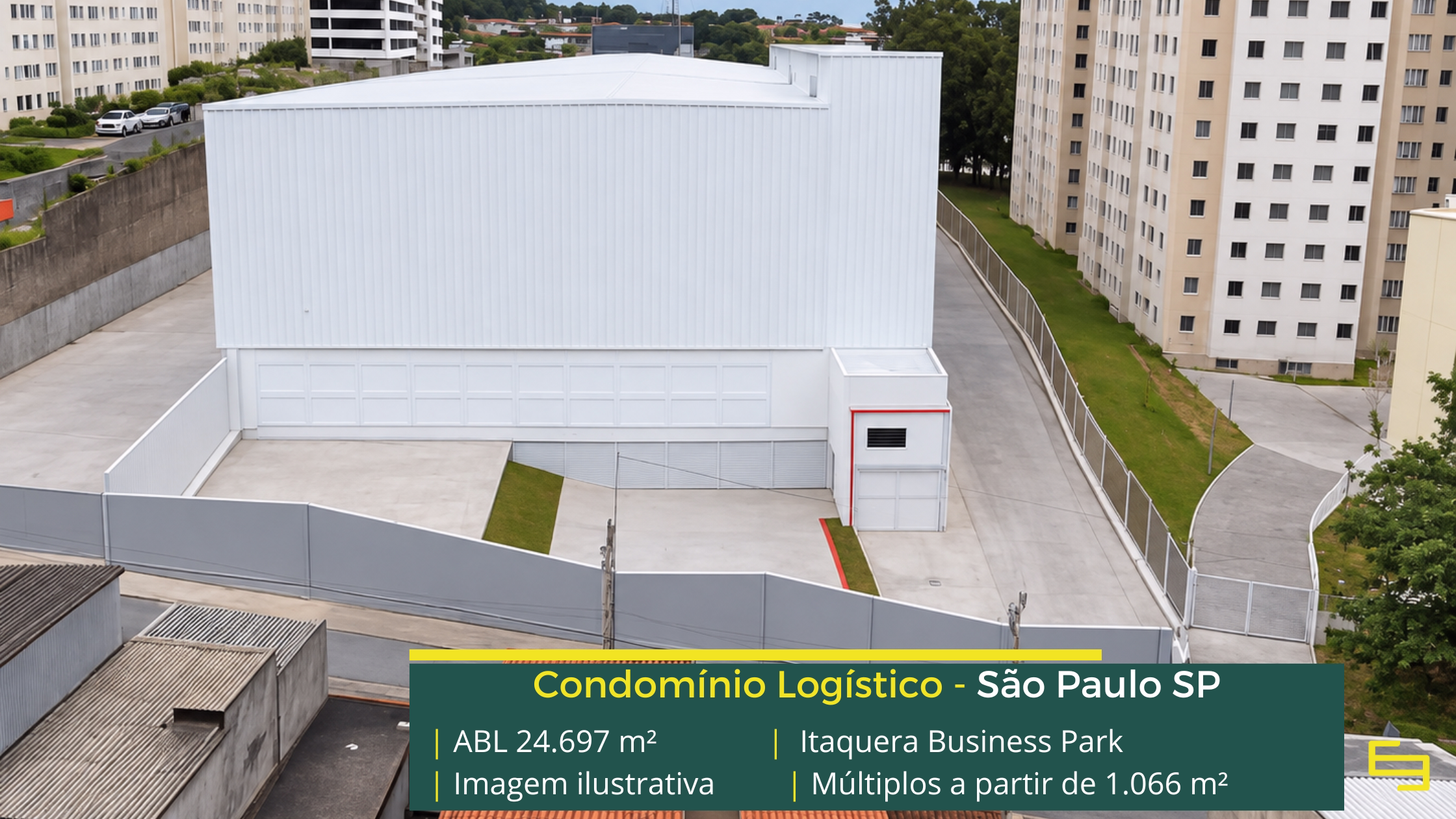 Itaquera Business Park: galpão em Itaquera com módulos a partir de 1.066 m², pé-direito de 12 m, piso para 6 t/m² e docas.