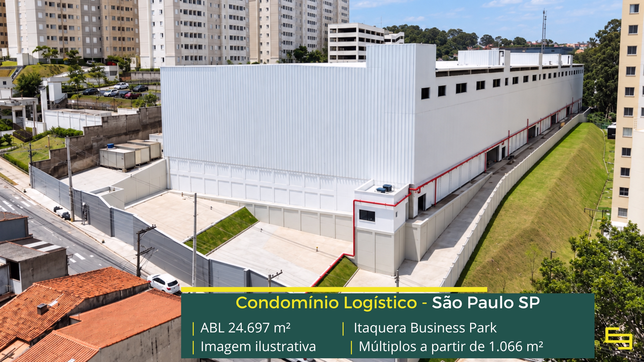 Itaquera Business Park: galpão em Itaquera com módulos a partir de 1.066 m², pé-direito de 12 m, piso para 6 t/m² e docas.