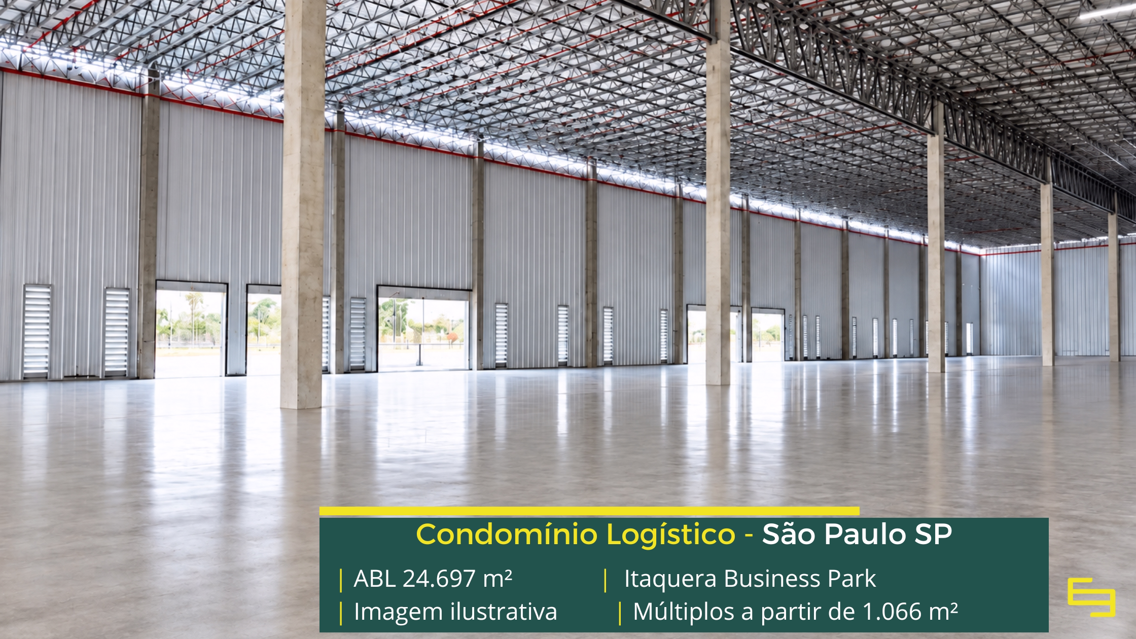 Itaquera Business Park: galpão em Itaquera com módulos a partir de 1.066 m², pé-direito de 12 m, piso para 6 t/m² e docas.