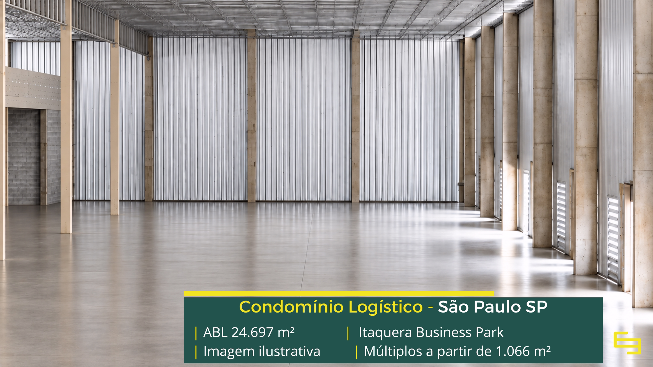 Itaquera Business Park: galpão em Itaquera com módulos a partir de 1.066 m², pé-direito de 12 m, piso para 6 t/m² e docas.