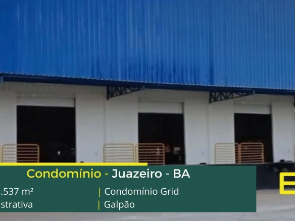 Galpão logístico em Juazeiro - Condomínio Grid. Aluguel de galpões em Juazeiro BA em condomínio com portaria e segurança 24 horas, docas