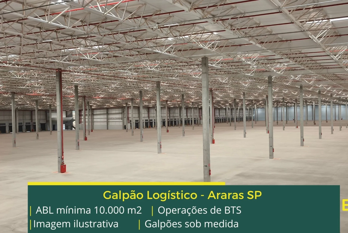 Galpão para alugar em Araras SP – BTS. Aluguel de galpões industriais e para logística, com docas, altura de 12 metros e amplo pátio