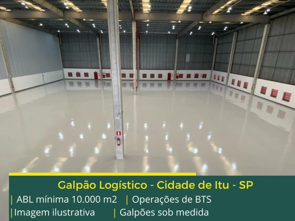Galpão para alugar em Itu SP – BTS. Aluguel de galpões logísticos e industriais, com docas para carga e descarga, amplo pátio de manobras