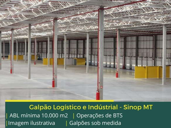 Galpão para alugar em Sinop MT – BTS. Aluguel de galpões industriais e logísticos, inclusive para sementes, com docas e amplo pátio asfaltado