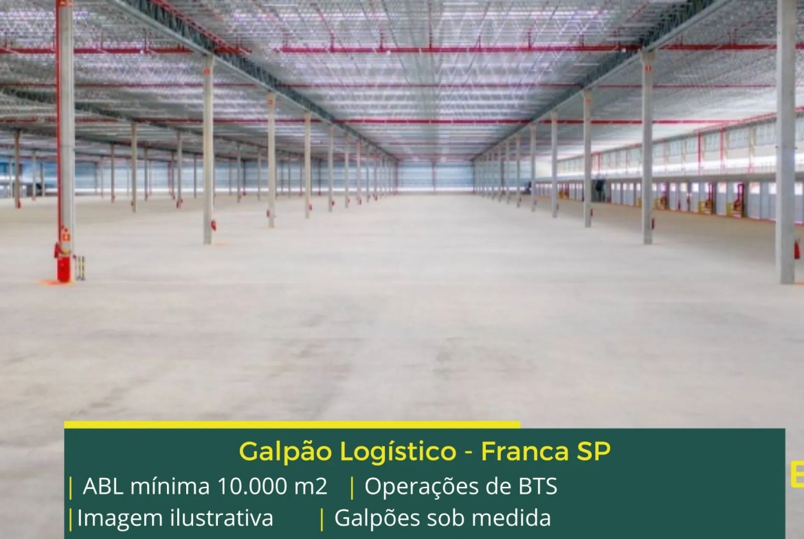 Galpão para alugar em Franca SP. Aluguel de galpões com portaria blindada, amplo pátio de manobras, docas para carga e descarga.