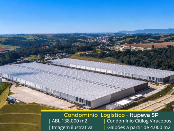Aluguel de galpão logístico em Itupeva - Condomínio CITLOG Viracopos. Galpão para alugar em Itupeva com portaria 24 horas, docas, pátio