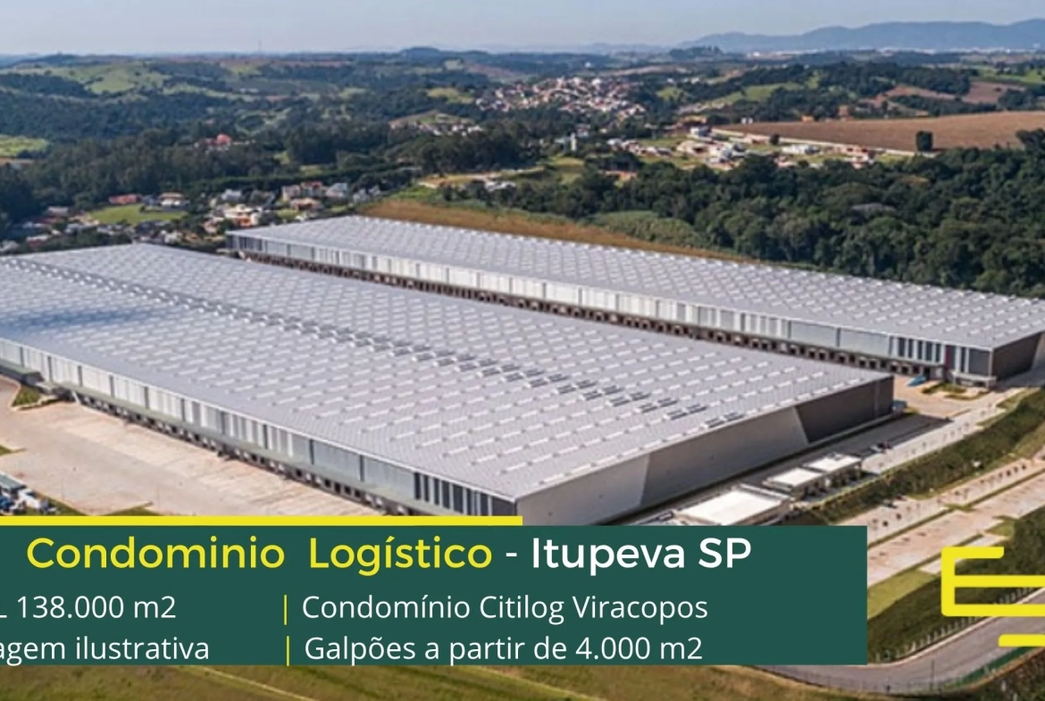 Aluguel de galpão logístico em Itupeva - Condomínio CITLOG Viracopos. Galpão para alugar em Itupeva com portaria 24 horas, docas, pátio