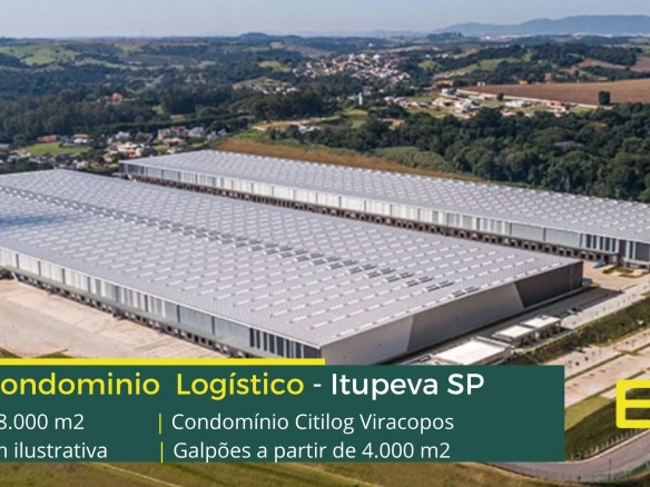 Aluguel de galpão logístico em Itupeva - Condomínio CITLOG Viracopos. Galpão para alugar em Itupeva com portaria 24 horas, docas, pátio