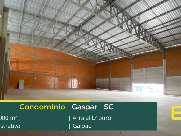 Galpão para alugar em Gaspar SC - Arraial D' ouro; Aluguel de galpões em condomínio com segurança, docas, amplo pátio de manobras e CFTV
