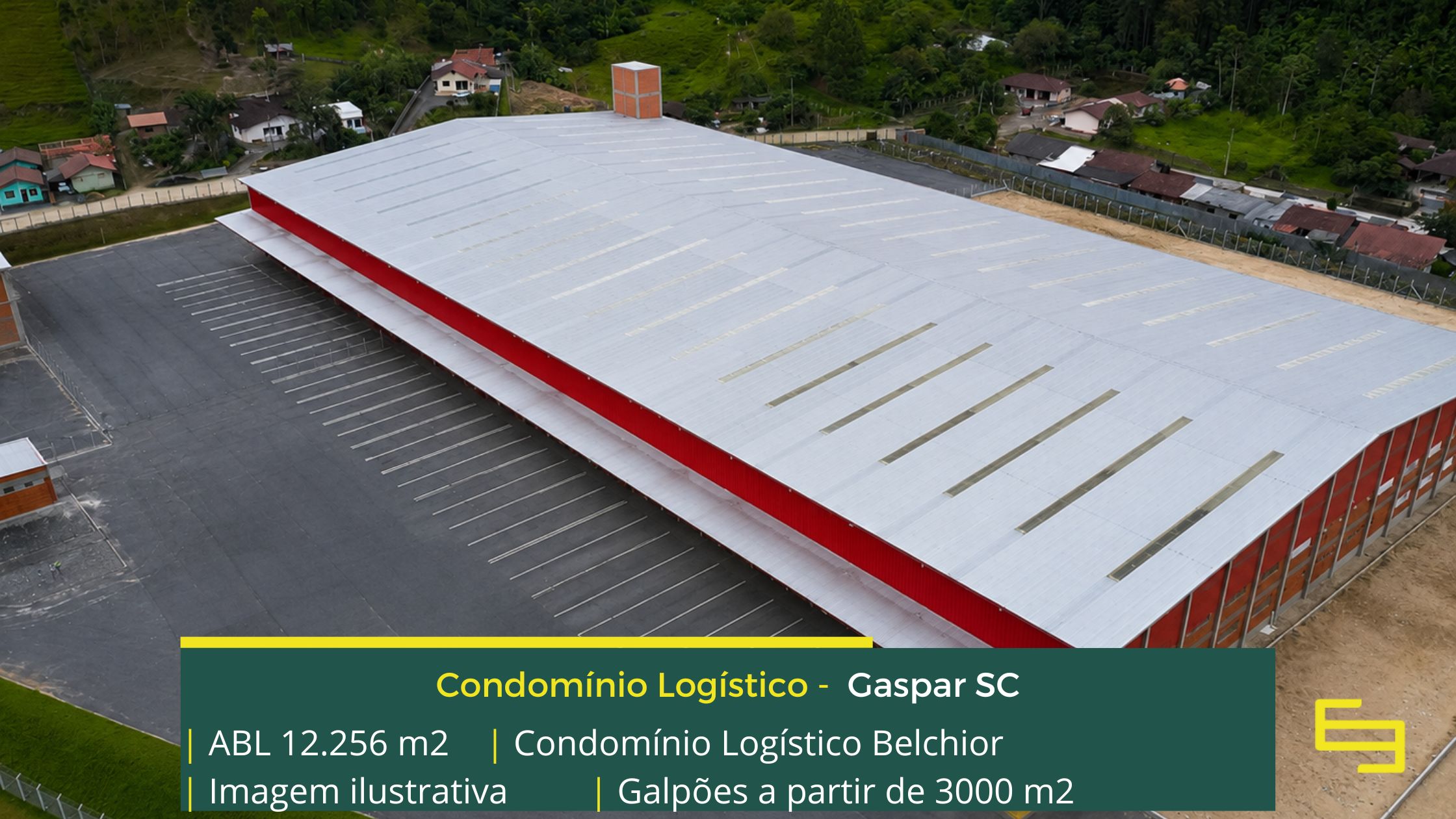 Galpão para alugar em Gaspar SC - Condomínio Belchior. Portaria e segurança 24 Horas, aluguel de galpões com docas , amplo pátio de manobras