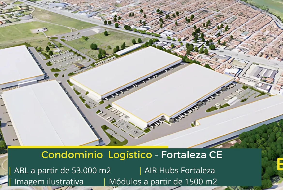 Galpão para alugar em Fortaleza - CE - Condomínio Air Hubs. Galpões em Fortaleza CE com docas, altura de 12 metros, mezaninos e pátio