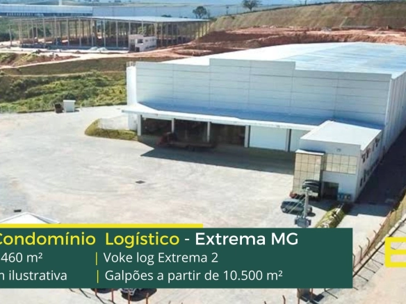 Galpão logístico para alugar em Extrema MG - Galpões em Extrema MG com docas, altura de 12 metros, piso industrial, sprinklers, pátio