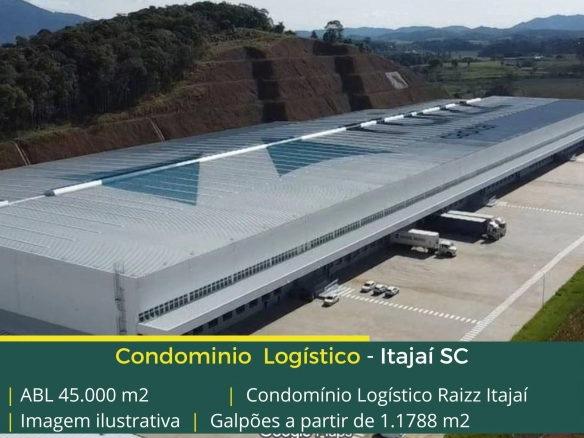 Aluguel de galpões em Itajaí SC - Condomínio logístico Raizz Itajaí. galpão para alugar a partir de 1800 m2 com docas, portaria e segurança