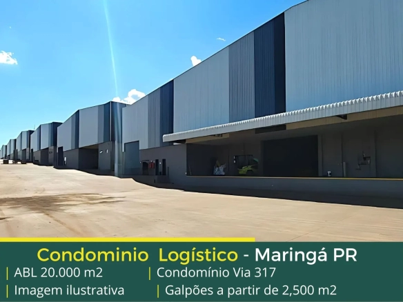Galpão para alugar em Maringá PR - Condomínio Via 317. Aluguel de galpões em Maringá, com portaria e segurança, com docas, próximo Aeroporto