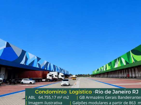 Aluguel de galpão com docas no Rio de Janeiro - GB Bandeirantes II. Galpões no Rio de Janeiro em condomínio com portaria 24 horas, docas, CFTV