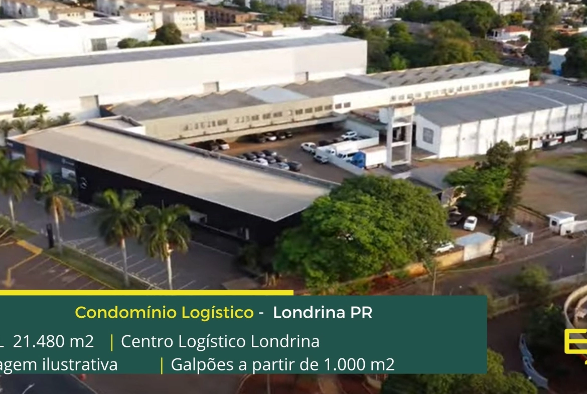 Galpões em Londrina PR - Centro Logístico Londrina. Aluguel de galpão em Londrina em condomínio com portaria 24 horas, docas e amplo pátio