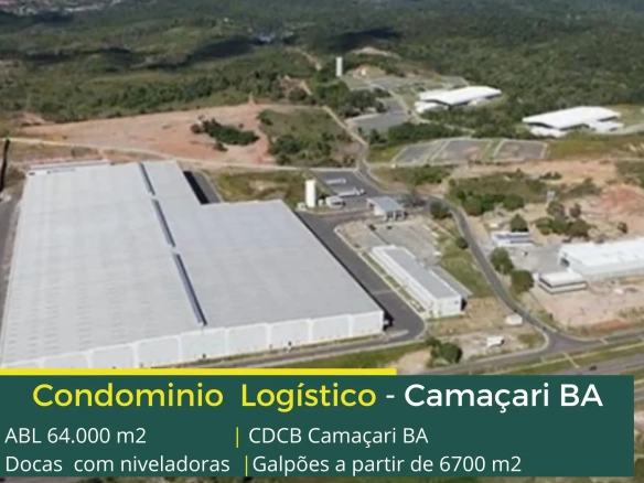 Galpões em Camaçari BA - CDCB Camaçari. Aluguel de galpão em Camaçari em condomínio logístico com portaria e segurança 24 horas, docas, pátio