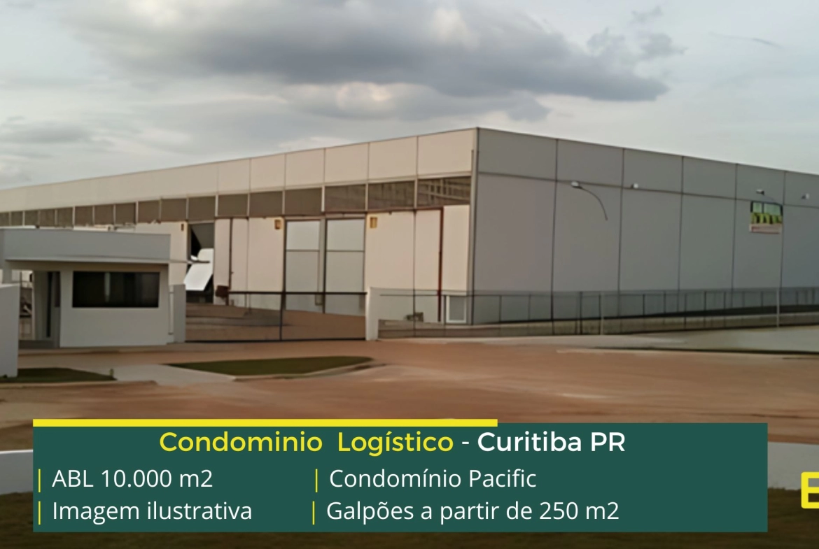 Galpões para alugar em Curitiba PR - Condomínio Pacific. Aluguel de galpão em Curitiba em condomínio com portaria 24 horas, docas, pátio, CFTV