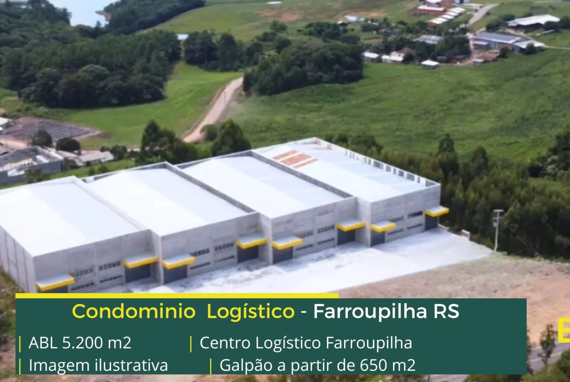 Galpão para Alugar em Farroupilha RS - Centro logístico Farroupilha. Galpões em Farroupilha RS para uso industrial e logístico, com pátio