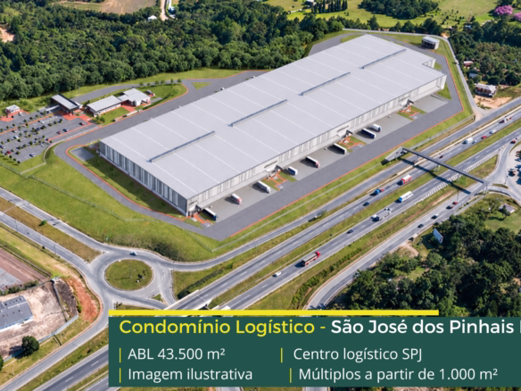 Centro Logístico SPJ, projeto Built to Suit em São José dos Pinhais PR, com nave única, cross docking, pé-direito de 12 m e piso para 6 t/m².